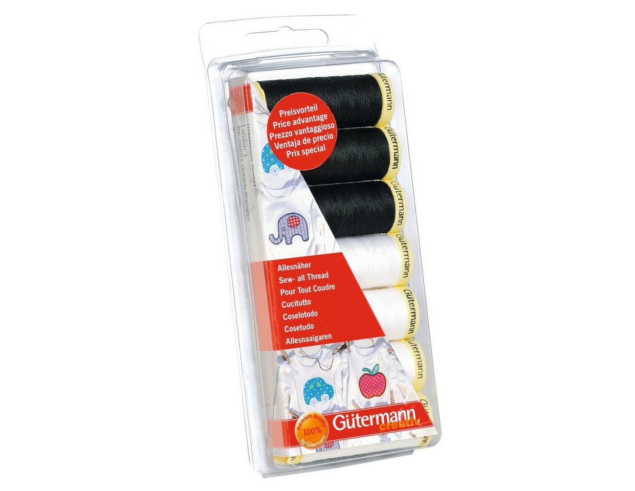 Gütermann Allesnäher Nähgarn, Schwarz & Weiß, 7er-Set Gütermann Allesnäher Nähgarn, Schwarz & Weiß, 7er-Set von Gütermann