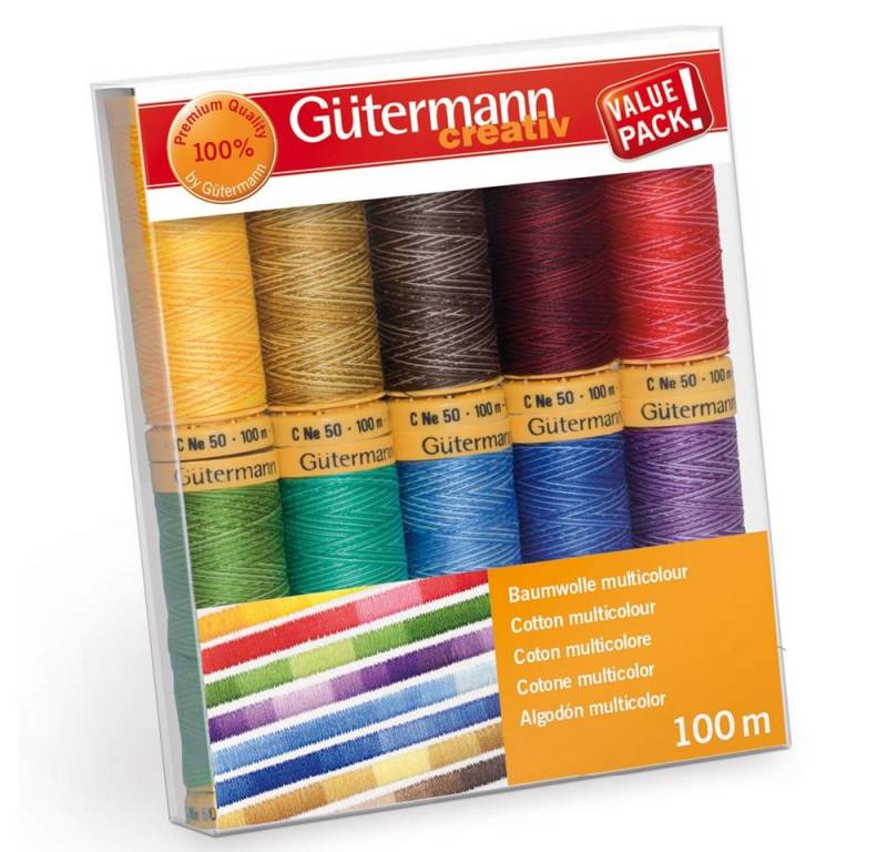 Gütermann Gütermann Nähfaden-Set Baumwolle C Ne 50 10x100m Multicolor Nähgarn Gütermann Gütermann Nähfaden-Set Baumwolle C Ne 50 10x100m Multicolor Nähgarn von Gütermann