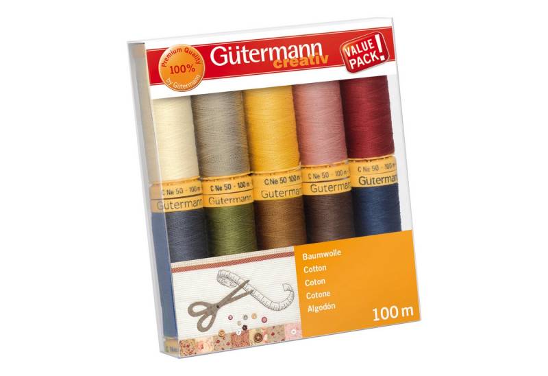 Gütermann Nähfaden-Set Baumwolle Nähgarn, 10 Spulen Gütermann Nähfaden-Set Baumwolle Nähgarn, 10 Spulen von Gütermann