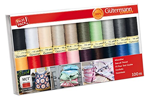 Gütermann creativ Nähfaden-Set mit 20 Spulen Allesnäher 100 m in Basisfarben von Gütermann