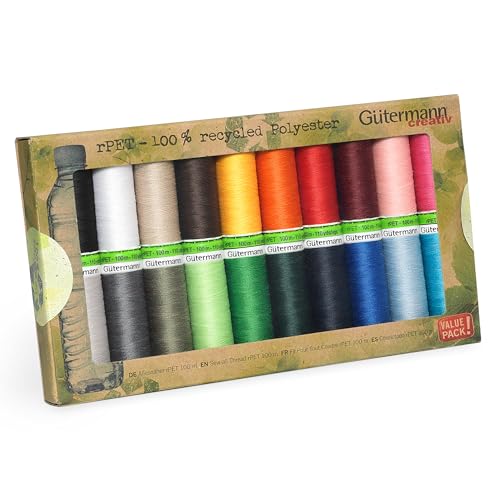 Gütermann creativ Nähfaden-Set rPET mit 20 Spulen Allesnäher 100 m aus 100 Prozent recyceltem Polyester in verschiedenen Farben Gütermann creativ Nähfaden-Set rPET mit 20 Spulen Allesnäher 100 m aus 100 Prozent recyceltem Polyester in verschiedenen Farben von Gütermann creativ
