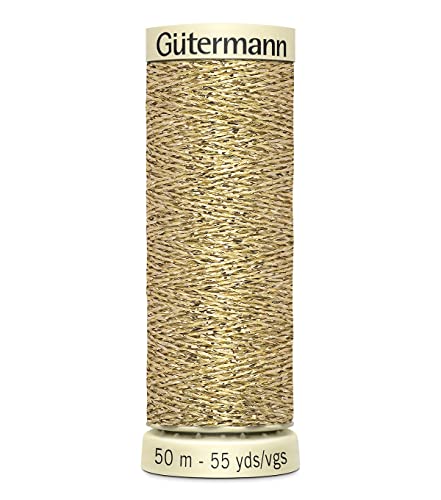 Gutermann Metallic-Effekt, Nylon/Polyester-Faden, 50 m, Gold, Schädlingsvertreiber v.203, 331G-024 von Gütermann