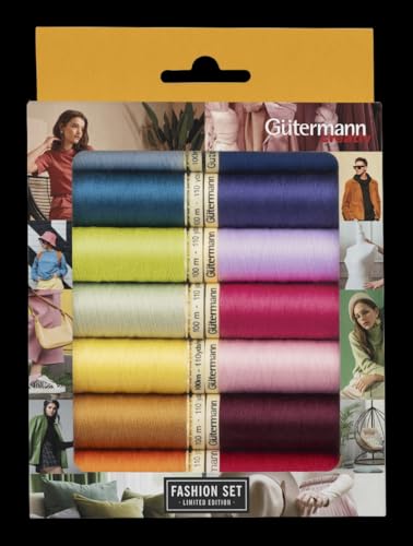 Nähfaden-Set Allesnäher Fashion 734031 - Fashion mit 14 modischen Farben Allesnäher 100 m - Der Allesnäher in Micro Core Technology® von Gütermann