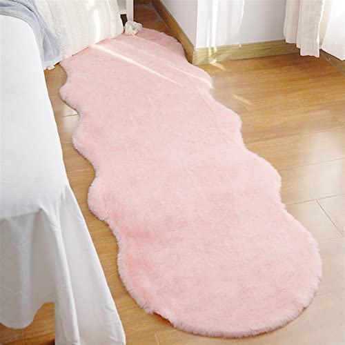 Guetto Hochflor Teppich Wohnzimmer Fellteppich Kunstfell Shaggy Flauschig Einfarbig, Wohnzimmer Schlafzimmer Kinderzimmer Flur Läufer waschbar rutschfest,Rosa,60x90cm von GueTTO