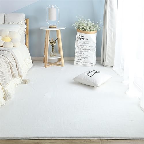 Guetto Hochflor Teppich Wohnzimmer Fellteppich Kunstfell Shaggy Flauschig Einfarbig, Wohnzimmer Schlafzimmer Kinderzimmer Flur Läufer waschbar rutschfest,Weiß,80x150 cm von Guetto