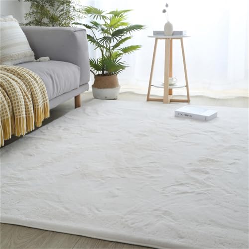 Guetto Hochflor Teppich Wohnzimmer Schlafzimmer Shaggy Modern Flauschiger Fellteppich Weich Fell Imitat Kunstfell Einfarbig, Flauschiger Weich Teppich Wohnzimmer, Waschbar,Beige,160x230 cm von Guetto