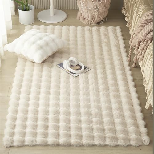 Guetto Teppich Wohnzimmer - Grau Hochflor Langflor Teppiche Modern, Cosy kuschelig Warmer Fellteppich, weich und elegant, waschbar und Fußbodenheizung geeignet,Beige,140x200 cm von Guetto