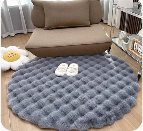 Guetto Teppich Wohnzimmer Shaggy Hochflor Grau Schmutzabweisend Läufer Flur - Flauschiger Teppich Schlafzimmer Moderne Extra Weich Pflegeleicht - Carpet Living Room,Grau,Round 90cm von Guetto