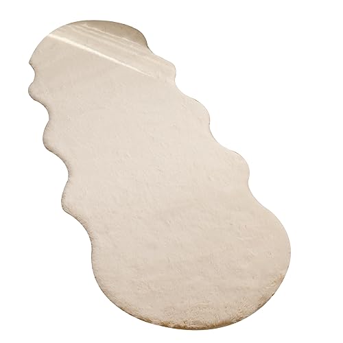 Guetto Weicher Kunstkaninchenfell-Teppich,Plüsch Teppich,Decke aus Kunstfell Geeignet für Wohnzimmer Teppiche Flauschig Fell Optik Gemütliches Schaffell Bettvorleger Sofa Matte,Khaki,60cmX180cm von Guetto