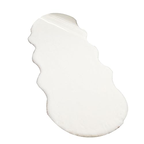 Guetto Weicher Kunstkaninchenfell-Teppich,Plüsch Teppich,Decke aus Kunstfell Geeignet für Wohnzimmer Teppiche Flauschig Fell Optik Gemütliches Schaffell Bettvorleger Sofa Matte,Weiß,60cmX90cm von Guetto