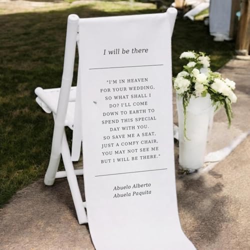 Gedenkschild für Hochzeitsstuhl, personalisierbar, mit Aufschrift "Reserved Seating Signs Wedding in Loving Memory,Cotton Linen Memorial Chair Sign Wedding Fabric Banner,Custom Wedding Sign (50 x 152 von Gufacai