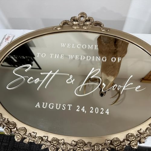 Gufacai Personalisierter "Welcome to Our Wedding Mirror Sign Decal DIY", Spiegel-Aufkleber für Hochzeitseintrittsschild, Spiegel-Selfie-Aufkleber für Hochzeit, Willkommensspiegel-Aufkleber, von Gufacai