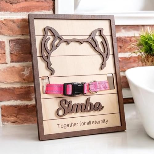 Personalisierbares Haustierhalsband, Gedenkrahmen, Geschenk für Hundeverlust, Gedenkschild, Hundehalsband, 3D-Name, Gedenkschild für Hunde und Katzen, Haustiergeschenk (20,3 x 25,4 x 25,4 cm x 25 cm) von Gufacai