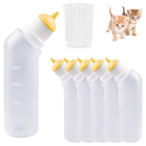 Gufastoe 5Pcs Haustier Fütterung Mini Silikon Nippel mit Flasche für Welpen Hund Katze oder andere Haustiere (Fleischfarbe) von Gufastoe