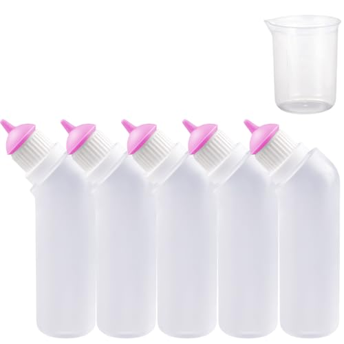 Gufastoe 5Pcs Haustier Fütterung Mini Silikon Nippel mit Flasche für Welpen Hund Katze oder andere Haustiere (Rosa Farbe) von Gufastoe