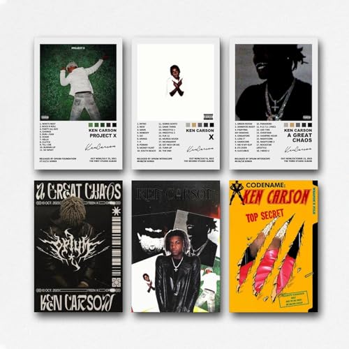 Gufatoo Ken Poster Carson Rapper, Musikalbum, Collage, Vintage-Musikposter für Zimmer, ästhetische Leinwand, Wandkunst, Schlafzimmerdekoration, 20 x 30 cm von Gufatoo