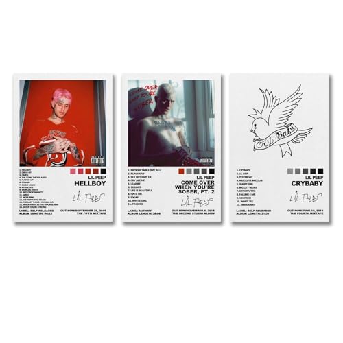 Gufatoo Lil Peep Rapper Musikalbum Poster - Wandkunst Leinwandposter Raumdekoration - Ästhetisches Druck Dekor - 20 x 30 cm, 3 Stück von Gufatoo