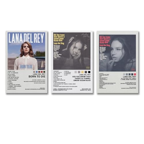Gufatoo Lana Del Rey Musikalbum Poster - Wandkunst Leinwand, Raumdekor, 40 x 60 cm, 3 Stück, B0C1SRQ29M von Gufatoo