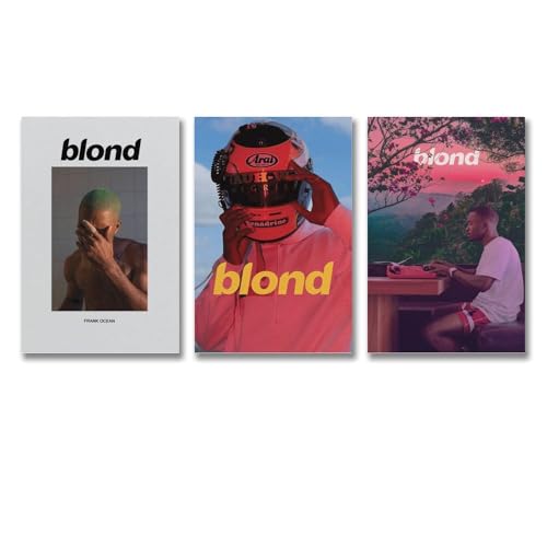 Poster, Motiv: Frank Ocean, Musikalbum, Poster, Blond, Wandkunst, Leinwand, Poster, Raumdekor, 40 x 60 cm, 3 Stück, Frank Ocean Albumcover-Poster, Blond, Frank Oc von Gufatoo