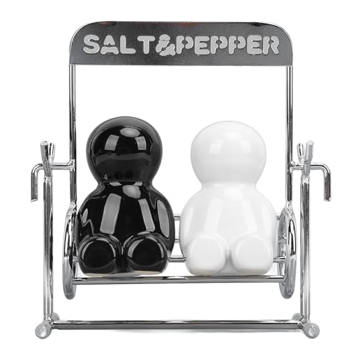 2-teiliger Pfefferstreuer oder Salzstreuer mit Verstellbaren Ausgießlöchern – Gewürzstreuer mit Schwingfigur – für Tafelsalz, Weißen und Schwarzen Pfeffer von Gugxiom