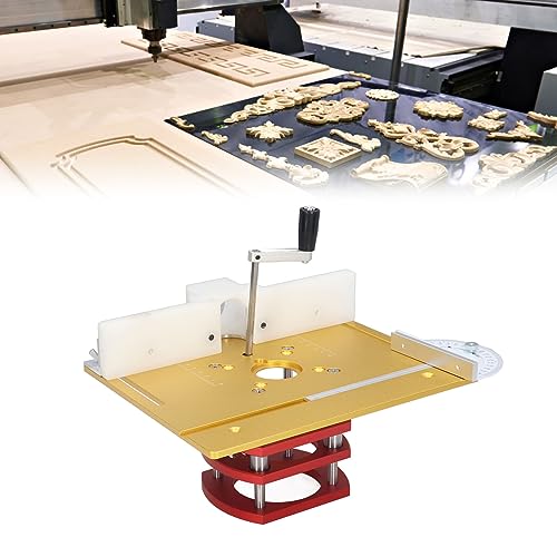 C8 Router Lift, Router Lift System, Router Tool, mit Oberplatte Router Lift Base, für Holzbearbeitung Schlitzen Trimmen Anfasen Tischplatte, für Trimmer mit Motordurchmesser (Gold) von Gugxiom