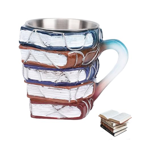 Gemalte Buchtasse, Neuheit Kaffeetassen, einzigartige Bücher Stapel Kaffeetasse, einzigartiges literarisches Thema, Kaffeetasse, für Leser, Bibliophilen, Buchclub-Mitglieder, Lehrer, 260 ml Gemalte Buchtasse, Neuheit Kaffeetassen, einzigartige Bücher Stapel Kaffeetasse, einzigartiges literarisches Thema, Kaffeetasse, für Leser, Bibliophilen, Buchclub-Mitglieder, Lehrer, 260 ml von Gugxiom