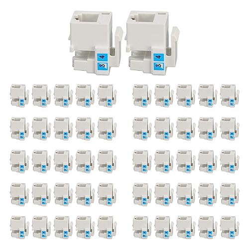 Gugxiom 50 Stück RJ11-Enden, 90-Grad-Anlege-Netzwerkstecker, RJ11-Stecker, Ethernet-Kabelstecker für Home-Office-Hoteltelefone von Gugxiom