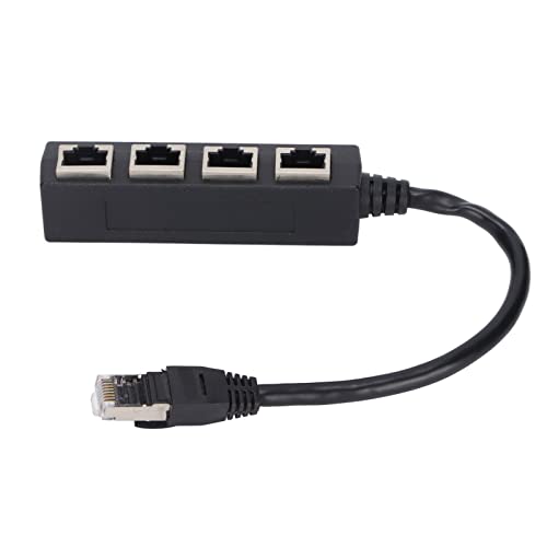 Gugxiom Best Design RJ45 1 Stecker auf 4 Buchsen Ethernet-Kabelsplitter, Vergoldeter Kern, Hohe Qualität, Kompatibel mit ADSL, Hub, Switch, TV, Set-Top-Box, Router, Drahtlosen Geräten von Gugxiom