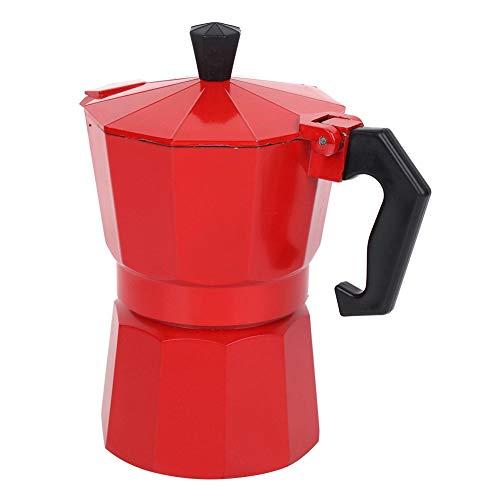 Gugxiom Kaffeemaschine, Mokkakanne Robust und langlebig 300 ml 6-Tassen-Kapazität Aluminium-Kaffeezubereitungswerkzeug für den Heimgebrauch im Büro(rot) von Gugxiom