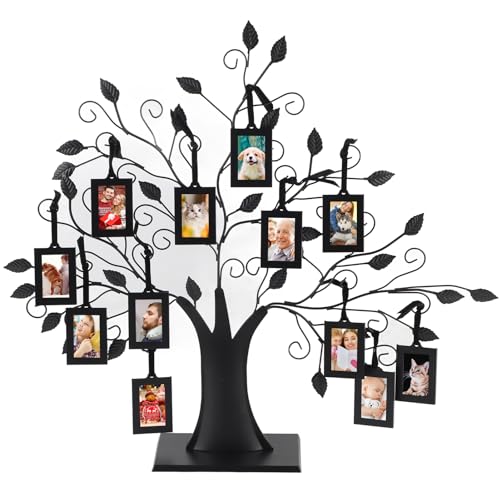 Gugxiom Stammbaum-Bilderrahmen, Bemalter Family Bilderrahmen aus Metall mit 6 oder 12 Einzelnen Rahmen, Familienstammbaum für Liebhaber, Eltern, (L 8x12in 12 Stück mit 6,4 x 4,6 von Gugxiom