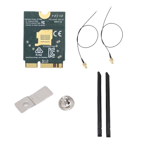 Gugxiom WiFi 6e Wireless Card, M.2 NGFF Interface 2,4 GHz 5GHz 6GHz Triple Band 4200 Mbit/S Laptop Wireless Card mit BT5.2- und 8dbi -Antennen für W 10 11 Frameworks Gugxiom WiFi 6e Wireless Card, M.2 NGFF Interface 2,4 GHz 5GHz 6GHz Triple Band 4200 Mbit/S Laptop Wireless Card mit BT5.2- und 8dbi -Antennen für W 10 11 Frameworks von Gugxiom