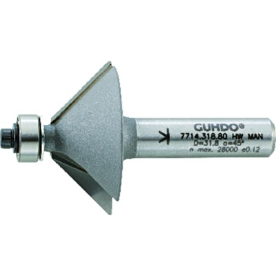 HW-Fasefräser Schaft-ø8mm D31,8 l12,7 45°d Z2 von Guhdo