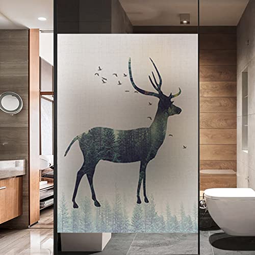 Fenster Milchglasfolie Statische Fensterfolie Hirsch Selbsthaftend Blickdicht Sichtschutzfolie Fensterfolien Anti-Uv Folie Für Zuhause Badzimmer Oder Büro 60x100cm von GuiSoHn