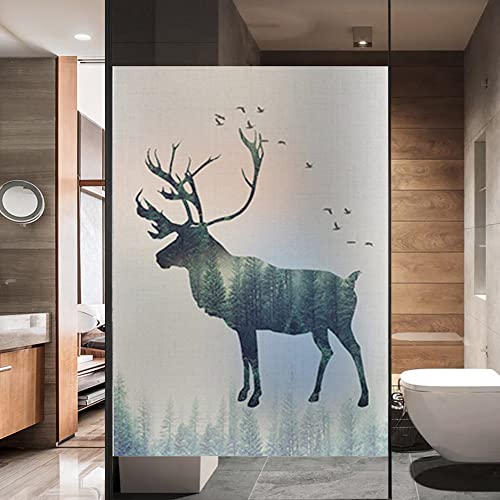 Fenster Milchglasfolie Statische Fensterfolie Hirsch Selbsthaftend Blickdicht Sichtschutzfolie Fensterfolien Anti-Uv Folie Für Zuhause Badzimmer Oder Büro 60x100cm von GuiSoHn