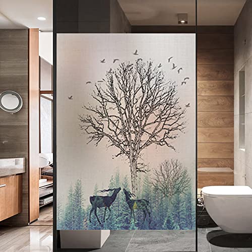 Fensterfolien Hirsch Fensterfolie Blickdicht Motiv Sichtschutzfolie Sichtschutz Statisch Haftend Badezimmer Selbsthaftend Fensterbilder 73x120cm von GuiSoHn