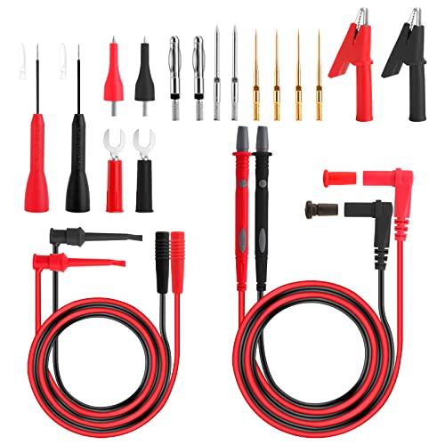 Multimeter Zubehör Set,20-in-1 Multimeter Messleitungen Kit mit Messleitungen Verlängerung,Krokodilklemmen,Testsonde Multimeter,Federgreifer,Bananenstecker für Spannungskreistester von Guichangkai