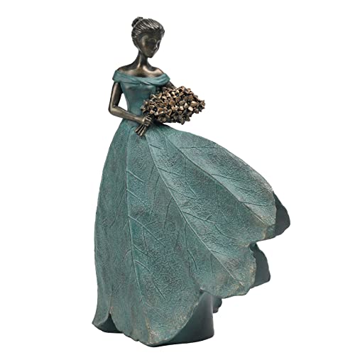 Guichifun Blattengel-Mädchen, Feenstatuen-Kollektion, Raumdekoration, aus Kunstharz, Dekofigur für Heim, Garten, Hof, Geschenk als Andenken für Mutter, für innen und außen, ca. 19 x 11,5 x 29 cm von Guichifun