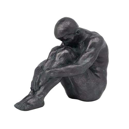 Guichifun Sitzender Mann, Skulpturen, Heimdekoration, Kunstharz, Bronze, Sitzhaltung, Arme und Beine, einsame Statuen, dekorative Objekte, Outdoor-Geschenk für Männer, 19,1 x 9,4 x 14,7 cm von Guichifun