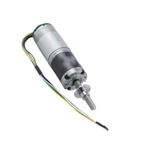 GuidNaurys 1 Stück Getriebemotor mit 37 mm Durchmesser, 24 V DC, Planetengetriebe-Untersetzungsmotor mit Encoder, M8 x 50 mm Schraubenwelle Bühne Montage(58RPM) von GuidNaurys