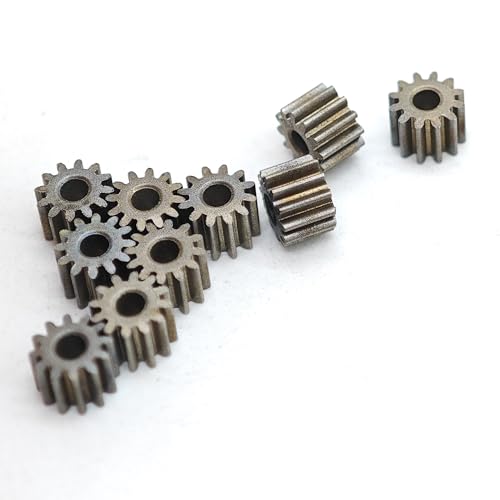 GuidNaurys 10 Stück 2,28 mm Bohrung, gerade Zähne, Zahnrad, 0,5 Modul, Eisen, flaches Stirnrad, 5 mm dick, 0,5 m, 11 Zähne, 12 Zähne, 2,3 mm, eng anliegendes Motorwellenritzel Getriebe(12 teeth) von GuidNaurys