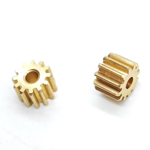 GuidNaurys 2 Stück 0,4 Modul 15 Zähne Kupferzahnrad 6,8 mm Durchmesser 0,4 M 15 Zähne Stirnrad 1,5 mm 2 mm Festsitzende Welle Ritzel mit geraden Zähnen Gerades Ritzel(6.8x6mm 1.98mm hole) von GuidNaurys