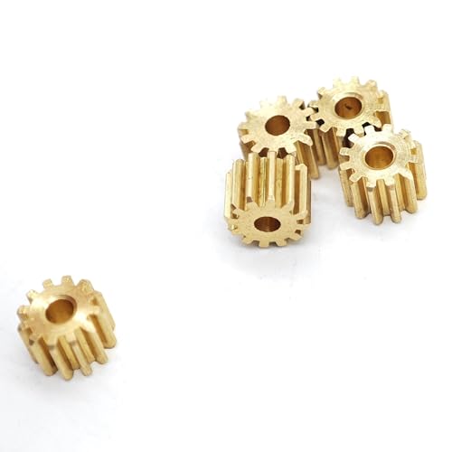 GuidNaurys 5 Stück 0,2 M 33 Zähne Messing-Stirnradgetriebe 1,5 mm 2 mm Festsitzende Motorwelle 0,2 Modul 33 Zähne 7 mm Durchmesser Flaches Stirnrad Gerades Ritzel(1.2mm Thickness 2.02mm Hole) von GuidNaurys