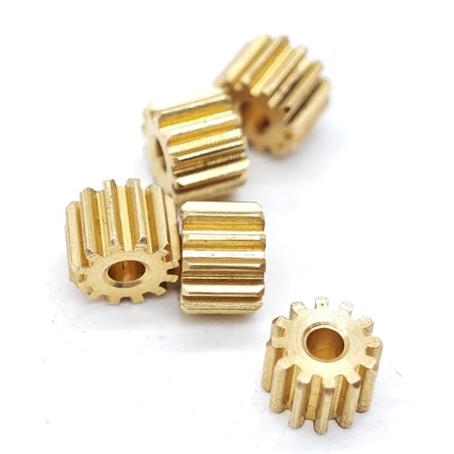 GuidNaurys 5 Stück 0,3 Modul 10T Messing Flachzahnrad 0,3M 10 Zähne Gerade Zähne Ritzel 1mm 1,5mm 2mm Festsitzende Welle Zylinderrad Gerades Ritzel(3.8x4mm 1.48mm hole) von GuidNaurys