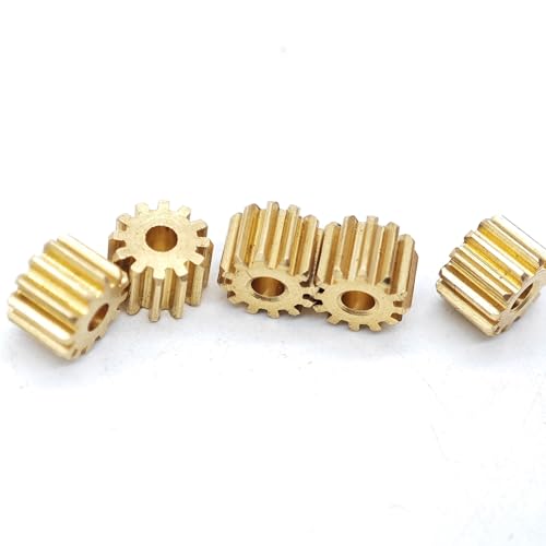 GuidNaurys 5 Stück 0,4 Modul 7 Zähne Messingzahnrad 0,7 mm 1 mm Festsitzende Welle Motorzahnrad 3,6 mm Durchmesser 3 mm Dicke 0,4 M 7T Ritzel Gerades Ritzel(0.68mm bore) von GuidNaurys