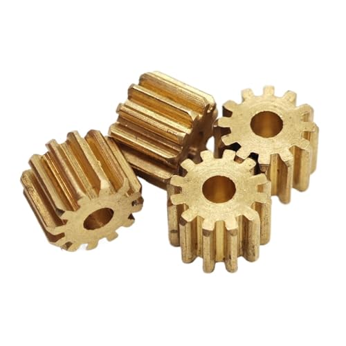 GuidNaurys 5 Stück 0,5 Modul 10 Zähne Messing Ritzel 1,5 mm 2 mm 2,3 mm 3,17 mm eng anliegendes Zahnrad mit geraden Zähnen 0,5 M 10T Stirnrad Getriebe(6x3mm 1.48mm hole) von GuidNaurys