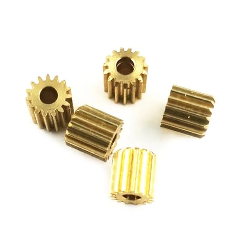 GuidNaurys 5 Stück 0,5 Modul 11 ​​Zähne Kleines Messingzahnrad 6,5 mm Durchmesser 5 mm Dicke Zylinderzahnrad 0,5 M 11T Ritzel mit geraden Zähnen Getriebe(2mm loose fit) von GuidNaurys