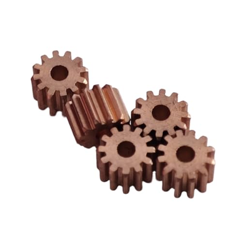 GuidNaurys 5 Stück Messing-Kleinzahnrad, 0,5 Modul, 11 Zähne, flaches Zahnrad mit geraden Zähnen, 6,5 mm Durchmesser, 5 mm Dicke, 0,5 m, 11 Zähne, Motorritzel Getriebe(1.98mm bore) von GuidNaurys