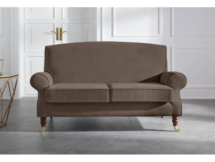 2-Sitzer HOME AFFAIRE Rennes , grau (taupe), B:160cm H:90cm T:93cm, Samtoptik (100% Polyester), Baumwollmix (50% Baumwolle, 50% Polyester), Sofas, in Samtoptik oder Baumwoll-Mix von Home-affaire