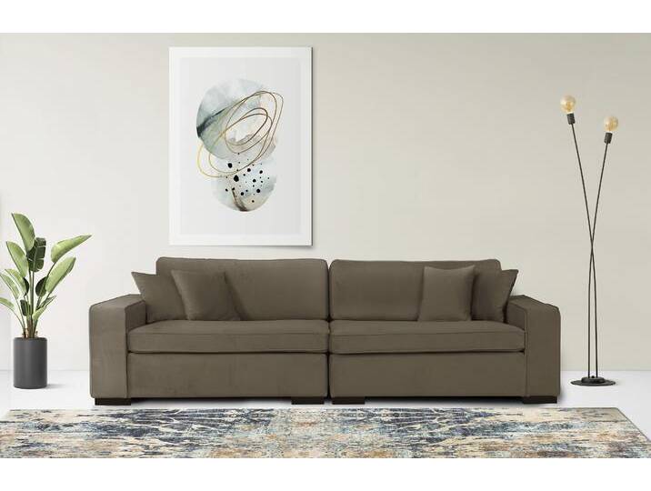 2-Sitzer HOME AFFAIRE Skara , grau (taupe), B:220cm H:86cm T:100cm, 100% Polyester, Sofas, Lounge-Sofa mit Federkernpolsterung, in vielen Bezugsvarianten von Home-affaire