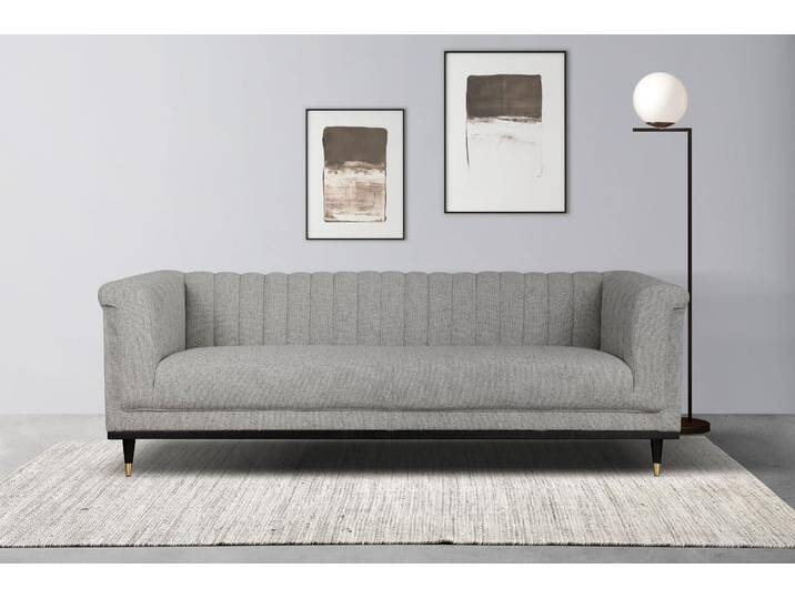 3-Sitzer Chamby , grau (hellgrau), B:210cm H:71cm T:85cm, 100% Polyester, Samtoptik (100% Polyester), Scheuertouren >100.000, Pilling: 5, GUIDO MARIA KRETSCHMER HOME & LIVING, Sofas, mit Holzrahmen unten und Steppung im Lehnenbereich von Guido-Maria-Kretschmer-Home-&-Living